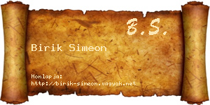 Birik Simeon névjegykártya
